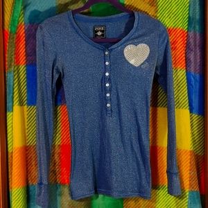 VINTAGE Glitter PINK shirt with rhinestone details